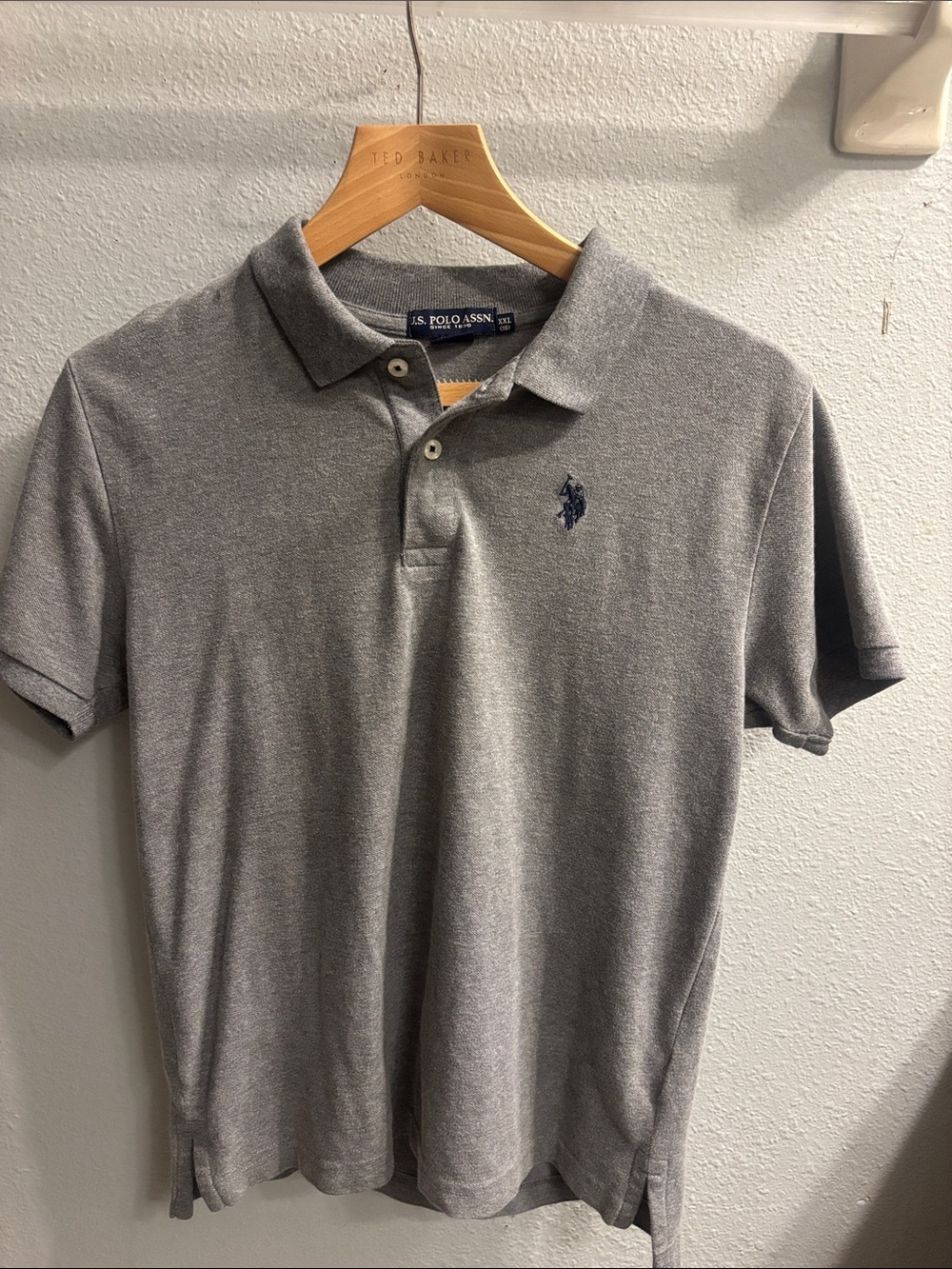 U.S. Polo Assn. Men's Heather Gray Polo with Navy Logo